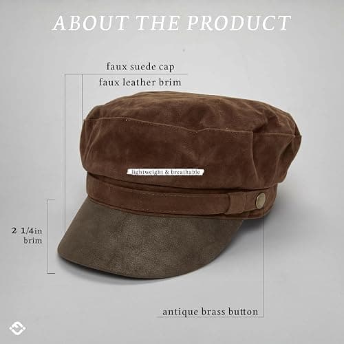 Funky Junque Newsboy Hat for Women – Trendy Greek Fisherman Cap, Classic Women's Baker Boy Newsies Hat, Ladies Fashion Caps thumbnail 5