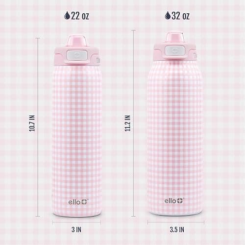 Ello Pop & Fill Stainless Steel Water Bottle with Quick Fill Technology, Double Walled Vacuum Insulated Metal, Leak Proof Locking Lid, Sip & Chug, BPA Free, Holiday Gift for Him Her, 22oz, 32oz, 40oz thumbnail 7