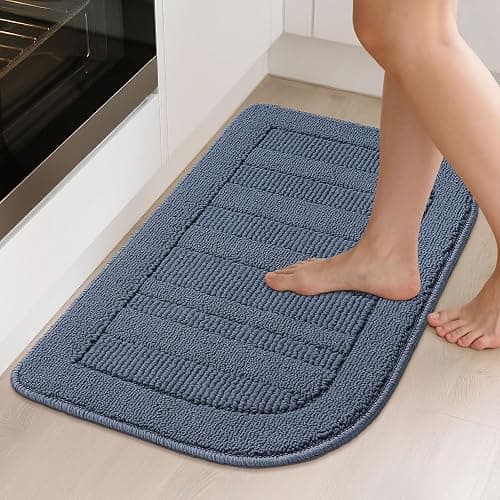 BEQHAUSE 30x18 Inch Kitchen Rug Mat Durable Kitchen Rugs Non-Slip Washable Absorbent Kitchen Mats for Floor Dirt-Resistant Semicircular Kitchen Mat (Blue) thumbnail 2