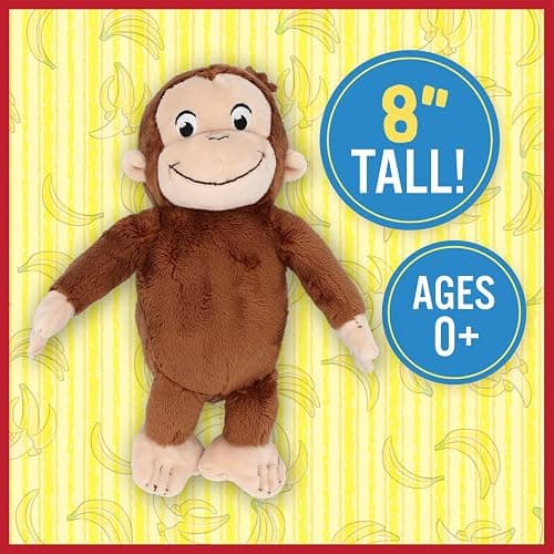 KIDS PREFERRED Curious George Monkey Stuffed Animal Plush Toys Soft Cutest Cuddle Plushie Gifts for Baby and Toddler Boys and Girls - 8 Inches thumbnail 6