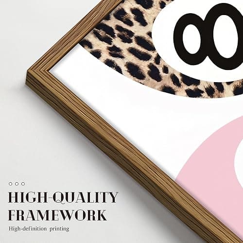 Framed Pink Trendy Wall Art Set of 3, Cheetah Print and Lucky 8 Ball Pictures Wall Decor, Vintage Preppy Paintings Canvas Prints Y2K Aesthetic Room Decor for Teen Girls Room Bedroom Bathroom 12x16 Inch Ready to Hang thumbnail 3