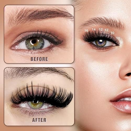 AILAISHI Lash Clusters Kit, DIY Cluster Eyelash Extensions 9‑16mm, 60D+80D+100D, 224pcs Fluffy D Curl Natural Lashes with Bond & Seal,Tweezers,Brush,Fake Cat Eye Individual Clusters thumbnail 6