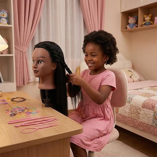 16 Inch 100% Real Human Hair Mannequin Head, Manikin Head with Hair | Hair Mannequin Head for Kids Braiding Cosmetology Hairstyle Practice thumbnail 6