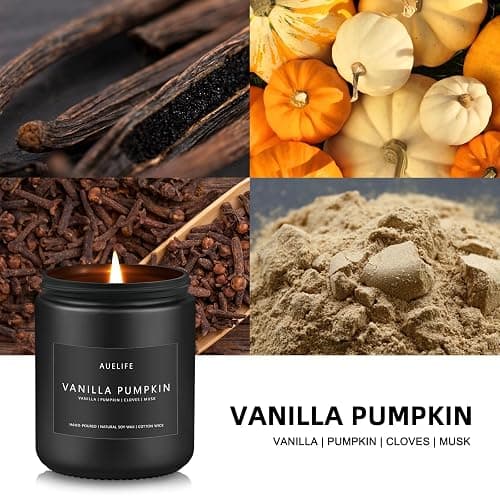 Auelife Fall Candle, Vanilla Pumpkin Scented for Home, Soy Wax | Autumn aromatherapy candle; 50-Hour Burn; Fall home decor; Holiday gift for women men thumbnail 2