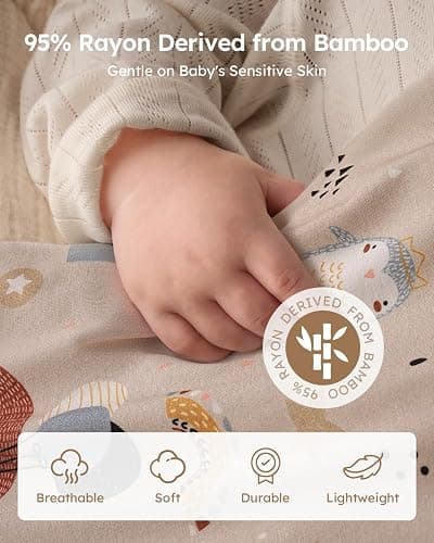 Yoofoss Rayon Made from Bamboo Baby Sleep Sack 6-12 Months TOG 1.0 Baby Wearable Blanket, Super Soft Infant Toddler Sleeping Sack 2-Way Zipper, Animals & Balloons thumbnail 2