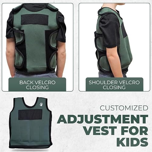 Weighted Vest For Kids - Adjustable Compression Vest With Six Removable Weights Included - Breathable Snug Fit Design thumbnail 5