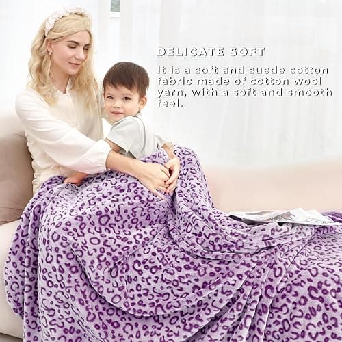 Fleece Blanket Plush Purple Soft Blanket Queen Size Throw Blankets for Bed Warm thumbnail 7
