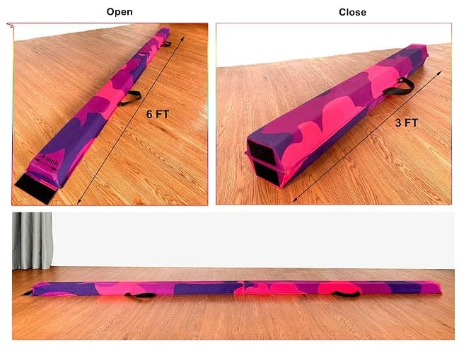 MARFULA 6 FT / 8 FT / 9 FT Folding Gymnastics Beam Foam Balance Floor Beam - Extra Firm - Suede Cover - Anti Slip Bottom with Carry Bag for Kids/Adults Home Use thumbnail 2