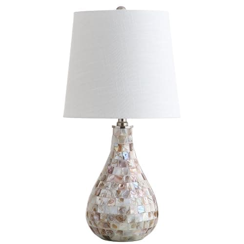 JONATHAN Y 20.5" Seashell Coastal Mini LED Table Lamp for Living Room Office, White Linen Drum Shade, Modern Mother of Pearl Bedside Nightstand Lamp, LED Bulb Included JYL1024A thumbnail 8
