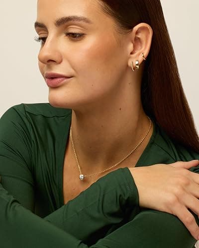 PAVOI 14K-18K Yellow Gold Plated 925 Sterling Silver Posts Hypoallergenic Three Pairs Small Hoop Earrings for Women - Statement Gold Hoop Earrings Set - Cubic Zirconia Rope Teardrop Chunky Huggie Earscape Piercings thumbnail 4