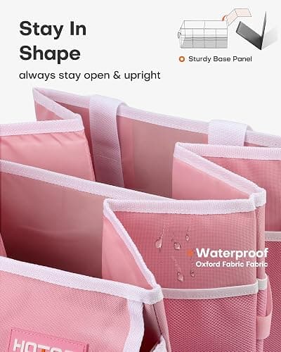 HOTOR Trunk Organizer for Car - Car Organizer, Foldable Trunk organizer for SUVs & Sedans, Sturdy Organization for Car Accessories, Tools, Sundries, Pink, 2 Compartments, 21.3"×12.6"×10.6" thumbnail 3