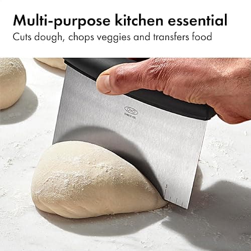 OXO Good Grips Stainless Steel Multi-Purpose Scraper & Chopper, Dough Cutter for Pizza, Bread and Cookie Dough, Multi-Purpose Vegetable Chopper, Dishwasher-Safe Kitchen Essential thumbnail 9