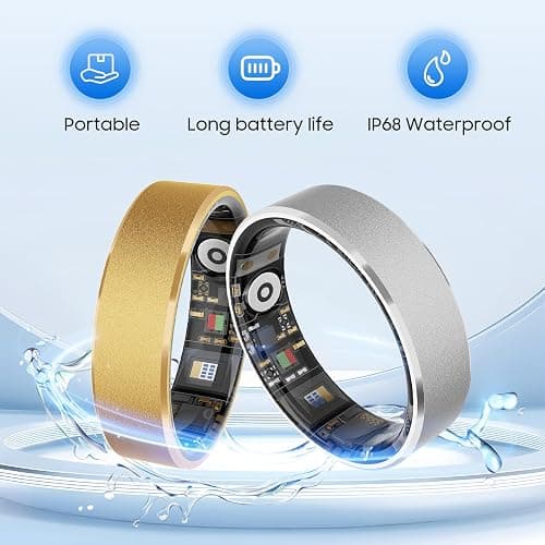 prxxhri Smart Health Ring, Featuring Stress and Sleep Monitoring Functions, Compatible with iOS and Android, Waterproof Fitness Tracker for Women & Men, No Subscription Fee. (Silver, 9) thumbnail 4