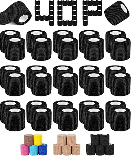 AZEN 40 Pack Self Adhesive Bandage Wrap Black, 2" X 5 Yards Black Athletic Tape, Vet Wrap, Tattoo Grip Tape Wrap,Ankle Tape, Cohesive Bandage Wrap - Image 1