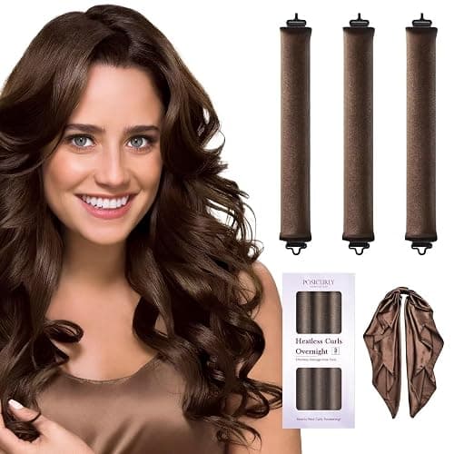 Heatless Hair Curler Overnight Curls-3 Pcs No Heat Curling Blowout Rod to Sleep In,Hair Rollers with Satin Scarf - Image 1