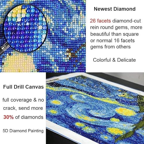 OWAY Full Drill 5D Diamond Painting 20X16 inch, Paint by Number Kits Starry Night Diamond Painting Kits for Home Wall Decor thumbnail 2