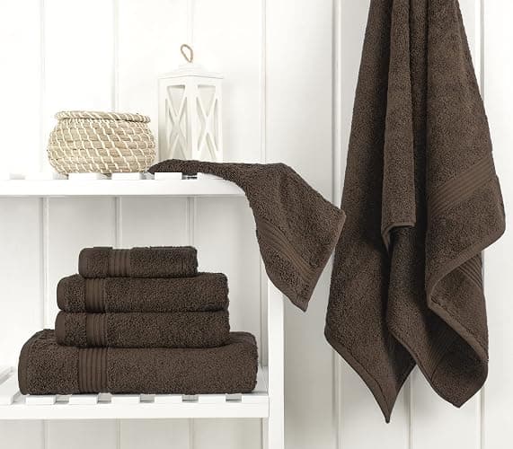 Cotton Paradise 100% Cotton Turkish Towel Set, Soft Absorbent Quick Dry, 6 Piece Towel Set, Chocolate Brown thumbnail 2