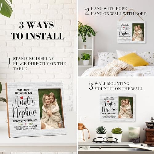 valucise Nephew Pictures Frame, Aunt And Nephew Photo Frame, Nephew Gifts From Auntie, Nephew Birthday Wedding Gifts, Farmhouse Home Living Room Bedroom Office Decoration -56 thumbnail 4