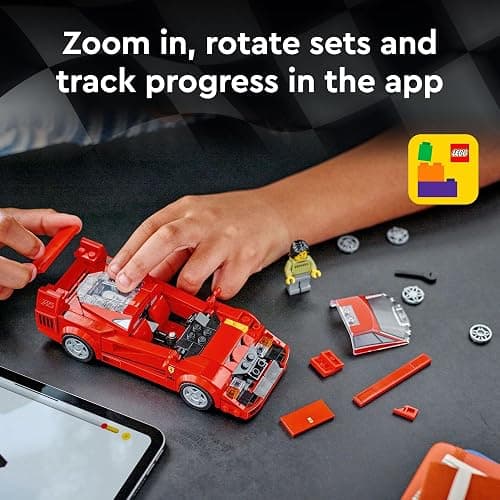 LEGO Speed Champions Ferrari F40 Supercar, Toy Car Model Building Set with Driver Minifigure, Collectible Ferrari Toy for Kids Ages 9 and Up, 76934 thumbnail 6