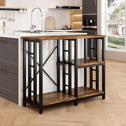 4-Tier Bakers Rack for Kitchens with Storage, Mini Fridge Stand, Microwave Oven Stand Table, Bar Cabinet, Aquarium Stands, Adjustable Shelves Freestadning for Kitchen, Living Room, Office, Patio. thumbnail 3