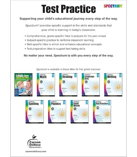 Spectrum Grade 1 Test Practice Workbooks, Ages 6 to 7, 1st Grade Test Practice Workbook, Math, Language Arts, Reading Comprehension, Vocabulary, and Writing, Standardized Test Practice - 160 Pages thumbnail 2