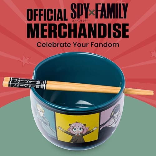 Silver Buffalo Spy X Family Anime Featuring Anya, Loid, and Yor Forger, Ceramic Ramen Noodle Rice Bowl with Chopsticks, Microwave Safe, 20 Ounces thumbnail 6