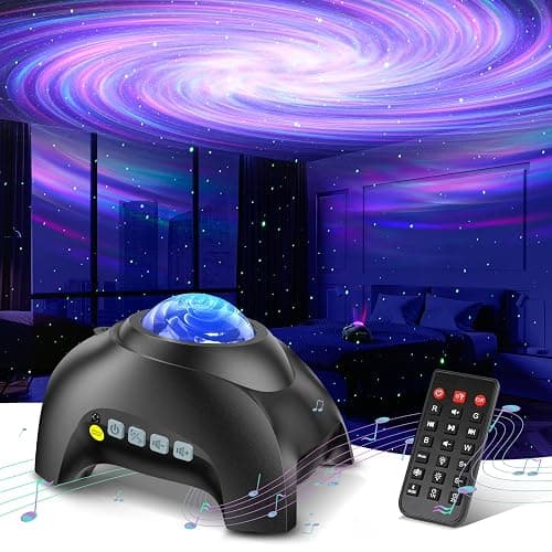 Northern Galaxy Light Aurora Projector with 33 Light Effects, Night Lights LED Star Projector for Bedroom Nebula Lamp, Remote Control, White Noises, Bluetooth Speaker for Parties, Jet Black - Image 1