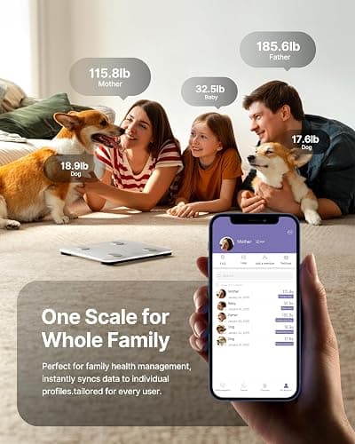 FITINDEX Smart Scale for Body Weight, FSA&HSA Eligible, Scale with BMI, Body Fat, Muscle Mass, Bluetooth,13 Body Composition Analyzer, Sync APP, Digital Bathroom, 400lb, White thumbnail 5