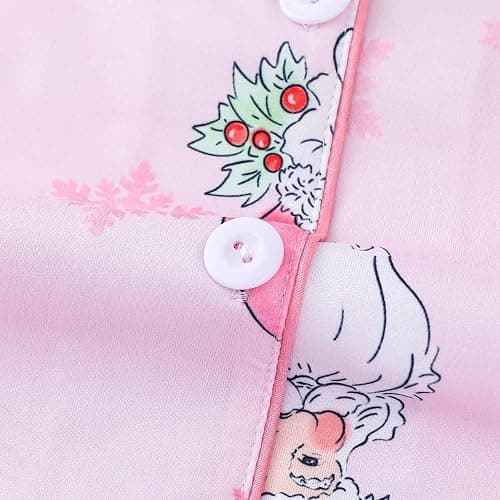 Christmas Pajamas For Women Set,Button Down Short Sleeve Shirts And Shorts Set Soft Casual Cute Xmas Print Pjs Sleepwear thumbnail 6
