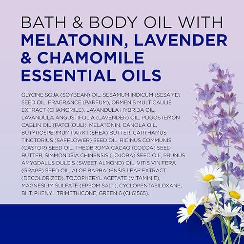Dr Teal's Moisturizing Bath & Body Oil, Sleep Blend with Melatonin, Lavender & Chamomile Essential Oils, 8.8 fl oz. thumbnail 7