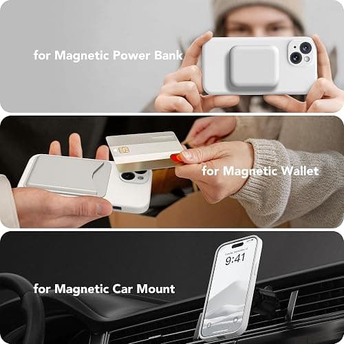 SuydanBox Magnetic for iPhone 14 Case, Compatible with MagSafe, [Full Camera Protection][Screen Protector] Silicone Shockproof Protective Phone Case for iPhone 14 6.1 inch, White thumbnail 6