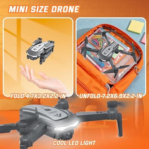 Drone with Camera for Kids Adults, Mini Foldable FPV Drones Remote Control Helicopter, RC Quadcopter with 1080P Live Video Camera, Gestures Selfie, One Key Start,2 Batteries, Toys/Gifts for Boys Girls thumbnail 8