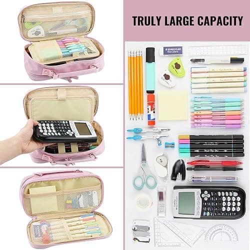 JOINPRO Pencil Case, Large Capacity Pencil Case Organizer; Double Zipper Storage Bag; Big Pencil Pouch for College School Office Teen Girl Boy Men Women Adult thumbnail 5