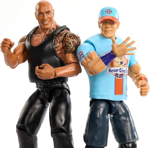 Mattel WWE Main Event Championship Showdown 2-Pack Action Figures & Accessory, Series #19 The Rock vs John Cena Collectible Set thumbnail 2