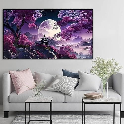 BOHADIY 5D Large Diamond Art Painting,Moon Diamond Painting Kits for Adults,DIY Full Drill Mountain Crystal Rhinestone Arts and Crafts,Tree Gem Art Painting with Diamond Home Wall Decor27.5 X 15.7inch thumbnail 9