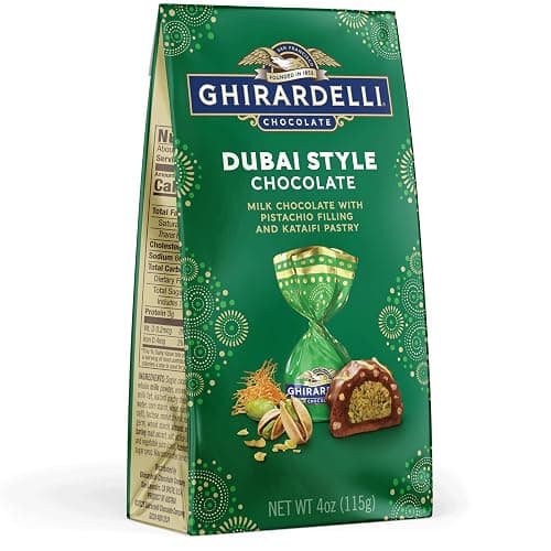 GHIRARDELLI Dubai Style Milk Chocolate with Pistachio Filling and Crispy Toasted Kataifi, Premium Chocolate, 4 oz Bag, Individually Wrapped thumbnail 3