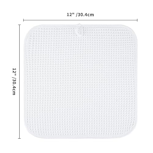 Microfiber Waffle Face Towels, 4 Pieces, Soft, Absorbent, Fast Drying, Lint Free 430 GSM (White) thumbnail 2