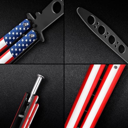 Butterfly Knife - Balisong Trainer - American Practice Butterfly Trainer with Sure Spring Latch - Balisong Knives NOT Real NOT Sharp Blade - Full Stainless Steel Fake Dull Trick CSGO K14 U-N thumbnail 6