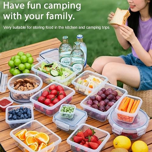 48Pcs Food Storage Container Set kitchen organizers Meal Prep Containers Lock Lids Reusable Plastic Lunch Box Snack Salad Containers 24 Boxes and 24 Lids Pantry and Kitchen Organization thumbnail 5