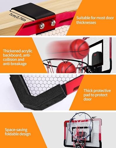 Basketball Hoop Indoor Mini for Door with Automatic Scoring and 4 Basketballs for Kids and Adults thumbnail 5