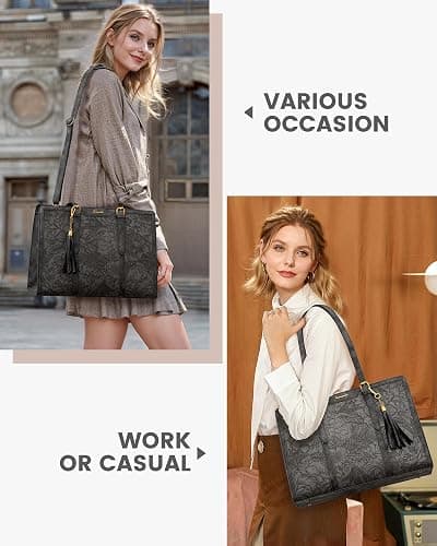 Vintage Leather Work/Laptop Tote (15.6 inch, Mud Gray) thumbnail 6