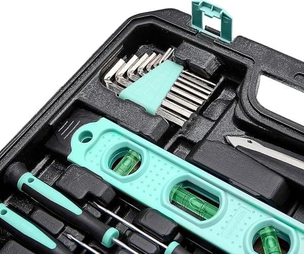 Amazon Basics Household Tool Kit With Storage Case, 142 Piece, Turquoise, 13.39 x 9.25 x 2.95 inch thumbnail 6