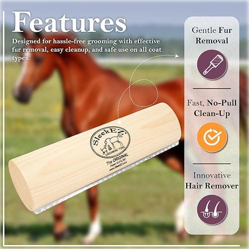 SleekEZ Deshedding Grooming Tool | Horse Brush for Horse Grooming Kit | Pet Hair Removal Tool | Curry Comb | Deshedding Brush | Shedding Comb | Works on All Hair Types | Made in USA | 1 pack | 10 inch thumbnail 6