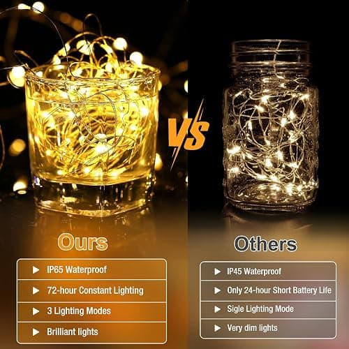 Fairdeer 6 Pack Fairy Lights Battery Operated - 7ft 20 Led Twinkle Lights 3 Modes, Bulk Mini String Lights Waterproof for Mason Jars Vases DIY Party Wedding Decoration Christmas -Warm White thumbnail 5