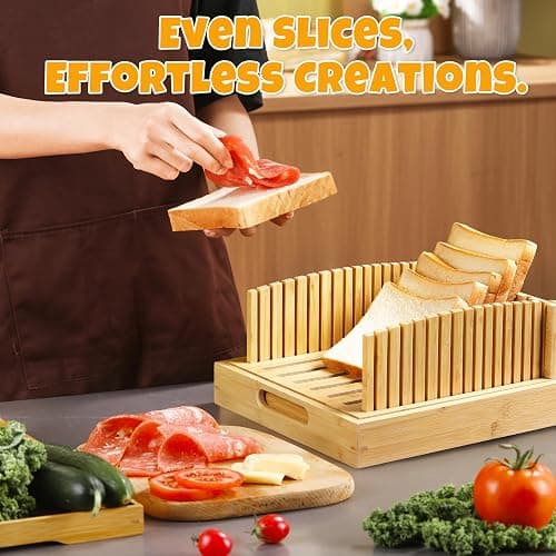 Bread Slicer for Sourdough Rounds, Bread Slicing Guide for Homemade Bread, Wide Bamboo Base for Artisan Loaves, Compact Design, Doubles as Serving Tray (No Knife) thumbnail 6