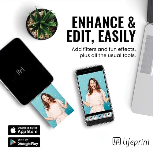 Lifeprint 3x4.5 Portable Photo and Video Printer for iOS and Android devices. Make Your Photos Come to Life w/Augmented Reality - Black thumbnail 3