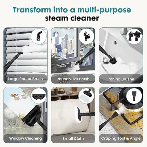 DUMOS 10-in-1 Multifunctional Steam Mop, 1550W Detachable Handheld Steam Cleaner, 16FT Power Cord with 2 Reusable Pads, Floor Steamer for Hardwood, Tile, Carpet, Grout, Windows thumbnail 6