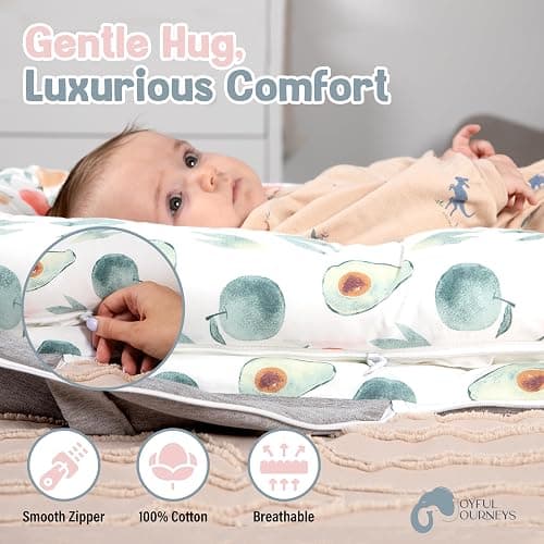 Joyful Journeys Baby Lounger Diaper Bag - Portable Baby Lounger Nest | Versatile Infant Lounger Bag & Diaper Organizer | Cozy Baby Lounger Nest for Convenience | Baby Shower Gifts (Green Avocado) thumbnail 3