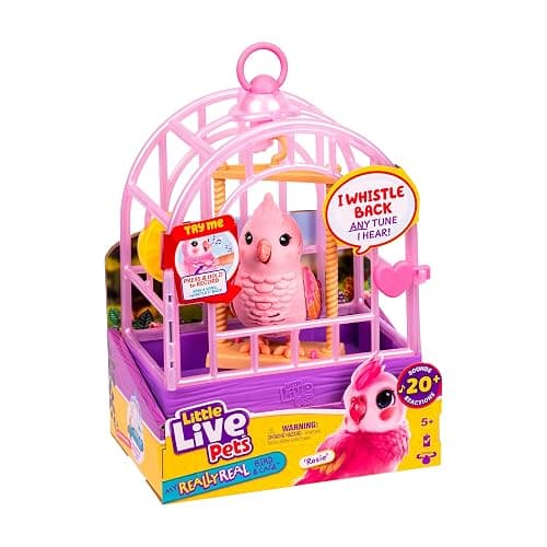 Little Live Pets My Really Real Talking Bird Toy & Cage - Rosie, Interactive Voice Repeating Toy, 20+ Sounds & Reactions, Talking Toys for Kids 5-7 - Image 1
