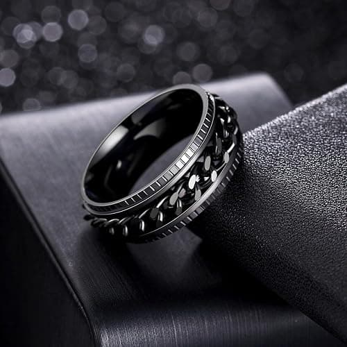 Udolfly Mens Fidget Rings Anxiety Rings for Men Womens Chain Spinner Rings for Adults Titanium Steel Rings thumbnail 3